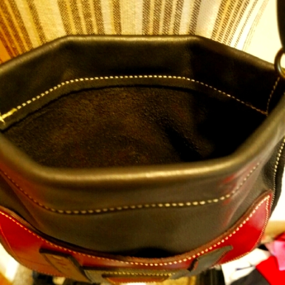 Red Patch Colorblock 100% Leather Shoulder Bag Handmade One of a Kind. - Picture 6 of 12